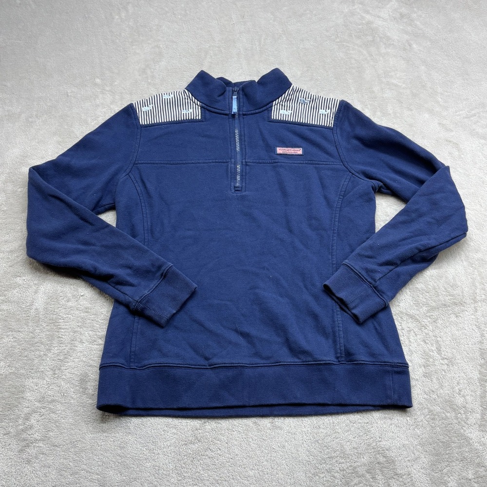 Vineyard Vines Quarter Zip Sweatshirt Women S Blue Yahct Club Loungwear Preppy